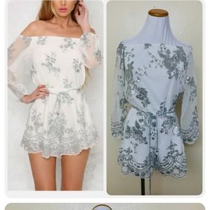 Gorgeous Silver and white Romper